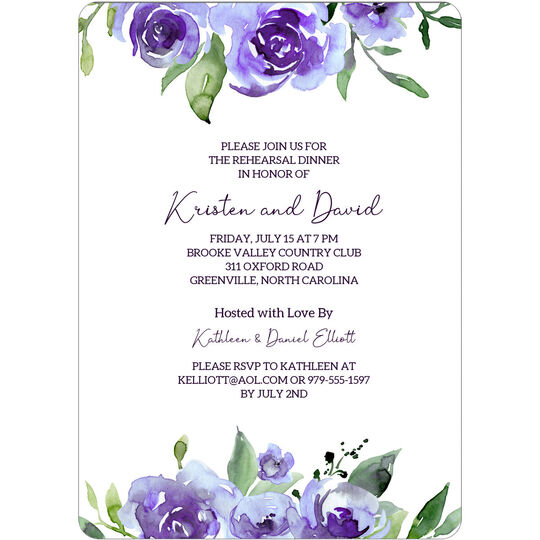 Shades of Purple Rose Topper Invitations